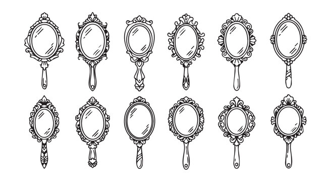 Ornate Hand Mirrors Collection Vintage Style Decorative Elements for Beauty and Fashion