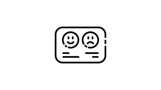 Survey icon showing happy and sad feedback options, suitable for customer satisfaction polls, feedback forms, and user experience surveys.