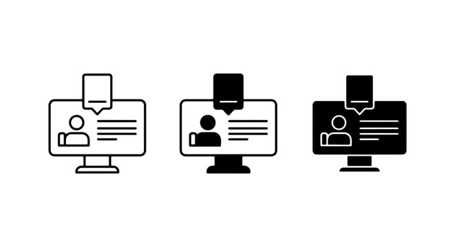 Vector ID Card Icons, Computer Monitor Profile Symbol, Digital Identity Graphics, Personal Data Display