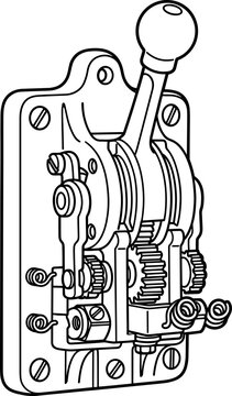 Old fashioned electrical knife switch with a manual lever