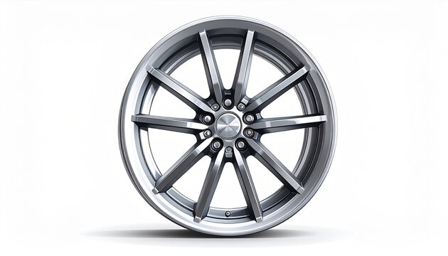Metallic wheel rim isolated on white