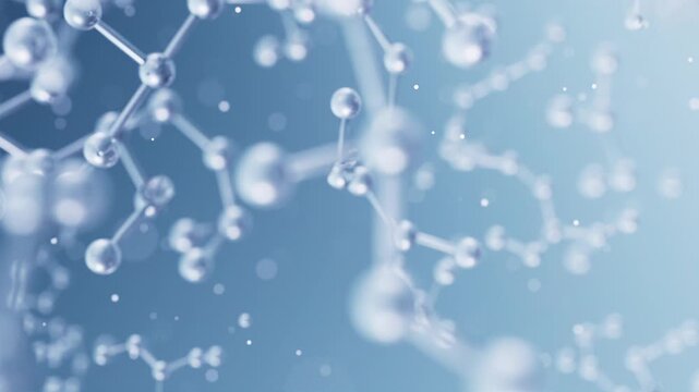 Dynamic background loop of blue molecular structure playback