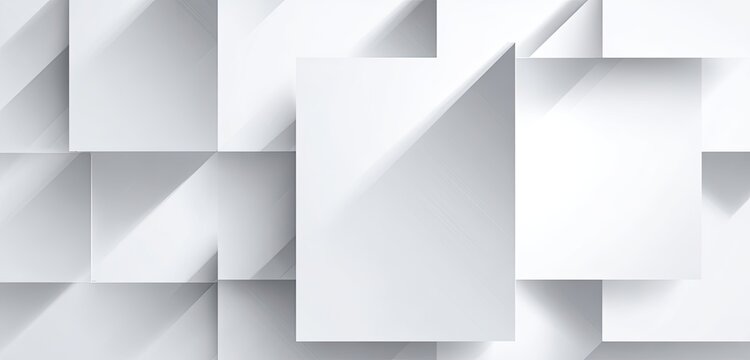 Abstract geometric pattern of white and gray blocks with shadows, creating a modern, layered design
