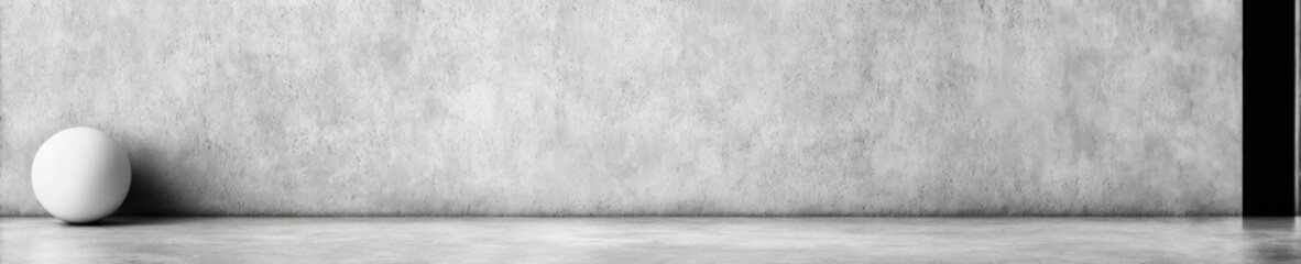 Fototapeta premium Single White Sphere on Concrete Floor Against Gray Wall With Minimalist Interior Space for Contemporary Product Branding and Luxury Presentation