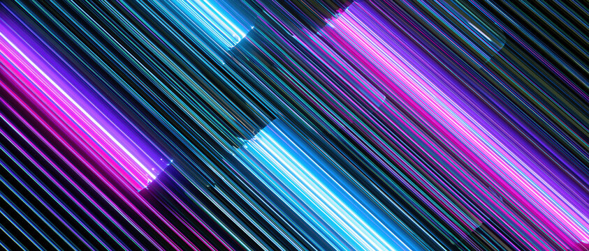 neon diagonal metallic lines abstract background dynamic light speed glowing perspective