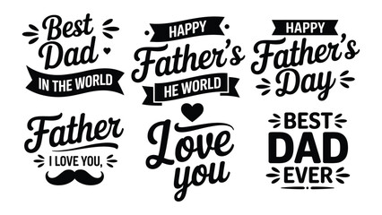 Fototapeta premium Father's day vintage style hand drawn text banners collection