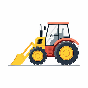 Yellow and Red Front Loader Tractor Illustration