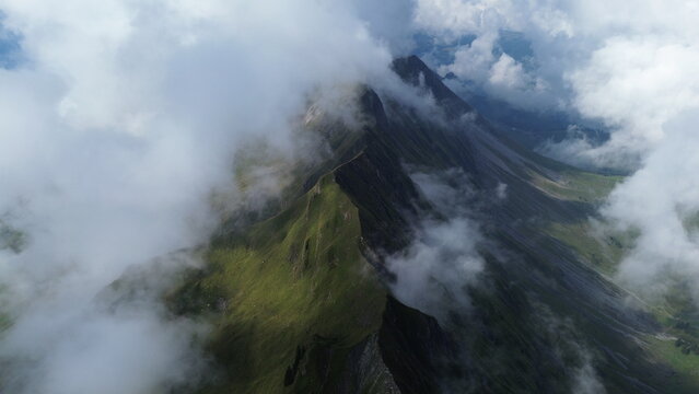 Aerial View of Brienzergrat Ridge Trail to Brienzer Rothorn, Bernese Oberland, Switzerland
