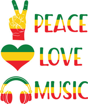 Peace love music svg, Reggae music quotes svg, Rastafari peace love music svg, Rasta culture svg