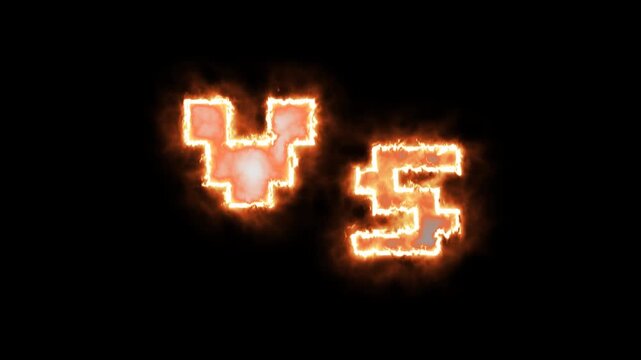 VS logo for sports matches. Animation of VS icon versus glowing neon bars on a black background. Versus icon vs bar.