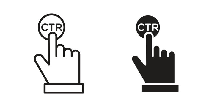 CTR icon in black stroke eps vector graphic