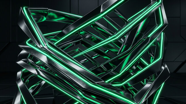 Futuristic Green Neon Abstract Data Structure