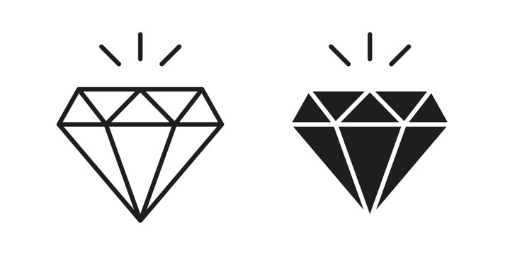 Diamond icon in black stroke eps vector graphic