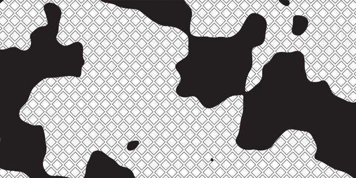 Modern minimalist black cow pattern silhouette with diamond net vector art
