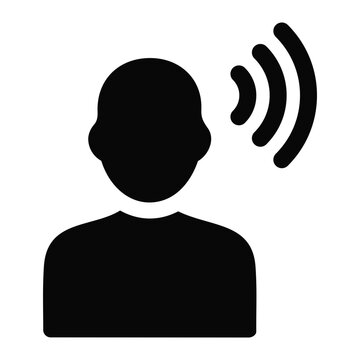 Person listening and receiving signals icon