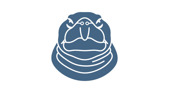 Blue minimalist turtle head icon on white background