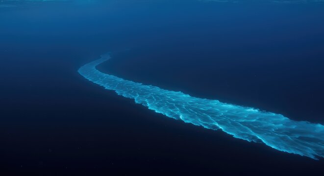 A deep-sea view showing the cold, dense bottom water mass slowly moving across the abyssal plain floor, a vital part of global circulation ,flow ,ecosystem ,oxygen