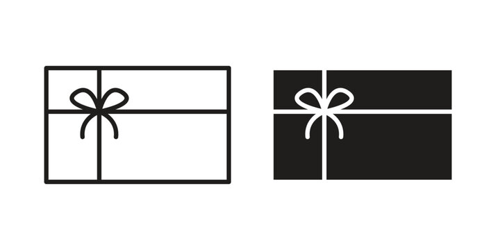 Gift voucher icon in black stroke eps vector graphic