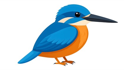 Fototapeta premium Colorful kingfisher bird perched with vibrant blue and orange feathers in natural pose