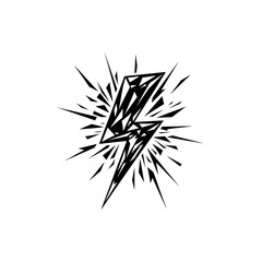 Fototapeta premium Abstract Electric Bolt Icon, Black and White, Isolated