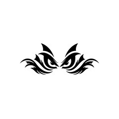 Naklejka premium Abstract eye design, tribal art, decorative motif, black and white symbol