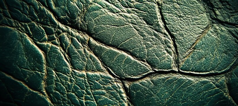 Deep Teal Reptile Hide with Refined Grain Textures and Rustic Backdrop for Unique Decor Styles