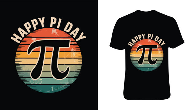 Happy pi day black t-shirt with colorful pi symbol design