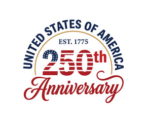 Obraz premium United States of America 250th Anniversary Patriotic Ribbon Emblem Vector Design
