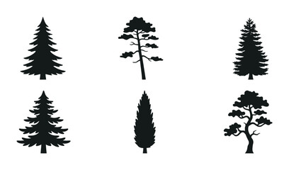 Fototapeta premium Minimalist Black Tree Silhouette Set for Nature Design
