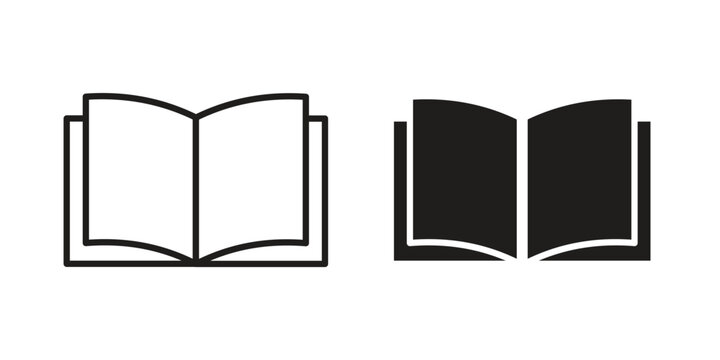 open book icon in black stroke eps vector graphic