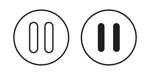 Fototapeta premium Pause button icon in black stroke eps vector graphic