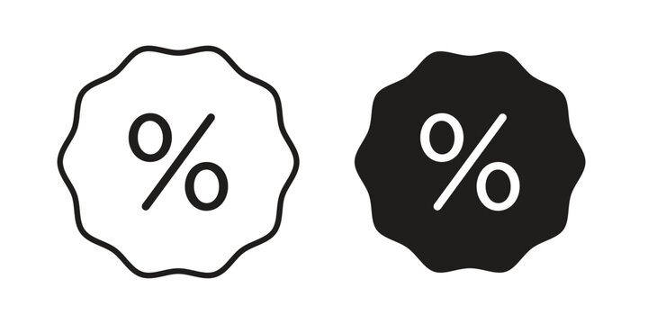 Percentage icon in black stroke eps vector graphic