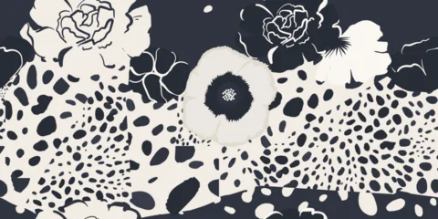 Abstract flowers and dots pattern. Collage contemporary unique print. Fashionable template for design. © MURRIRA