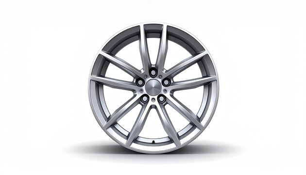 Metallic wheel on white background
