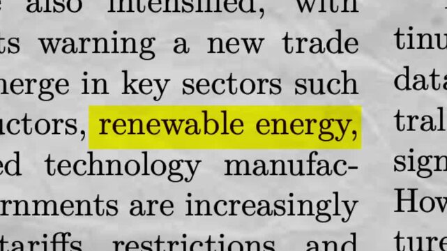 Renewable Energy Highlighted in News Article Animation Green Power Concept