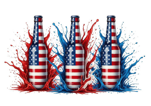 Colorful pixel art bottles with splashing liquid PNG isolated on transparent background