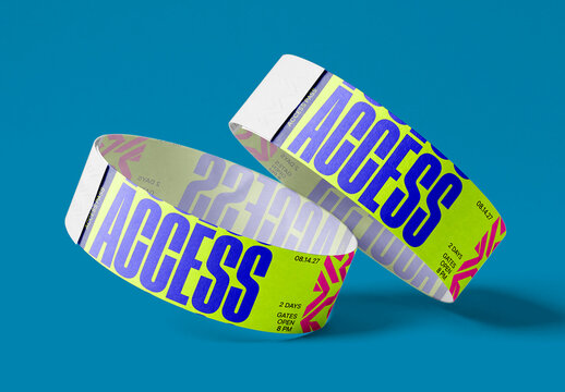 Event wristbands mockup isolated on background
