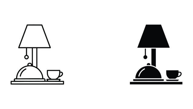 Vector line art of hanging lamps with cups for minimalist interior design