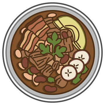 Hearty Mexican Carne En Su Jugo Beef Soup, Cartoon PNG Illustration