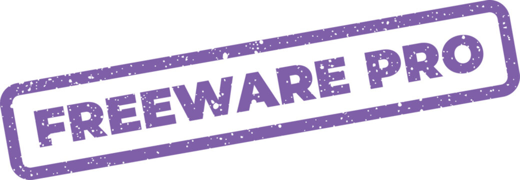 Angled vector stamp featuring distressed Freeware Pro text for software licensing and premium access