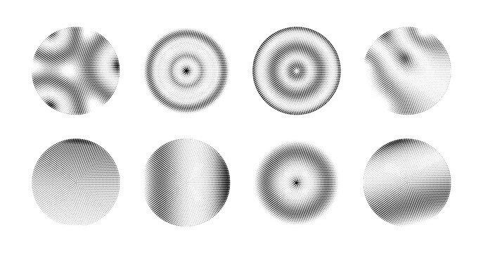 Set of abstract halftone dotted circles