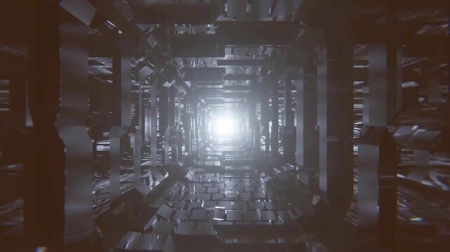 Cinematic 4K Footage of a Dark Tunnel at Night with Headlights