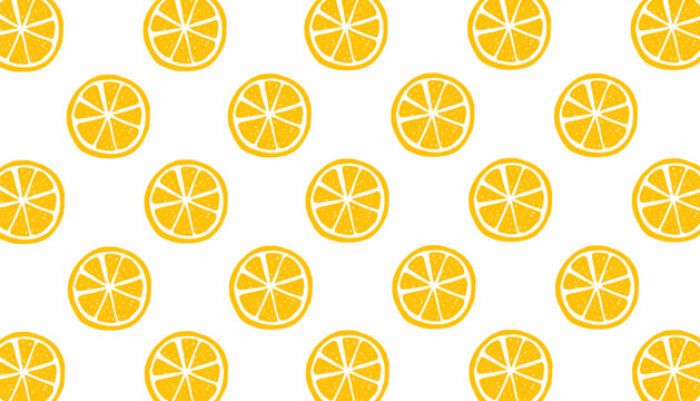 Orange Fruit Seamless Pattern. Citrus Slice Background. Minimal Hand Drawn Style.