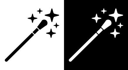 Minimalist magic wand icon with decorative sparkle stars for fantasy and creative graphic design applications © Mostofa art