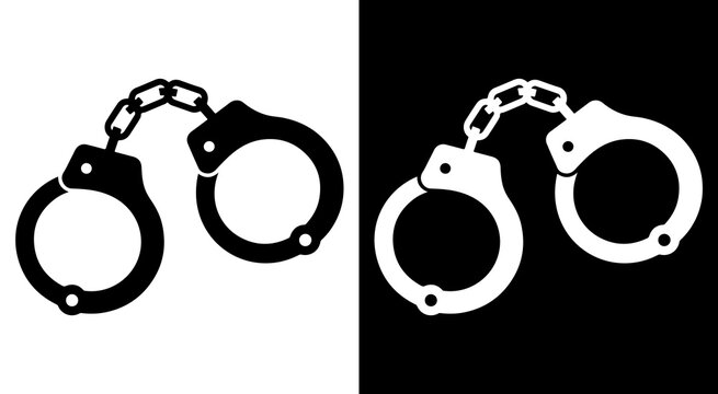 Professional graphic icon set of metal handcuffs representing security law enforcement justice and criminal capture themes