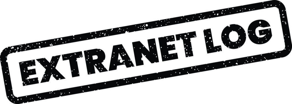 Black rubber stamp effect text EXTRANET LOG for secure access record indication or digital system tracking