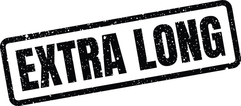Distressed black EXTRA LONG text stamp vector with rough edges, useful for product feature descriptions