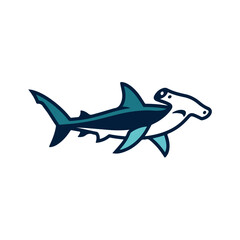 Fototapeta premium Minimalist Hammerhead Shark Vector Logo Template