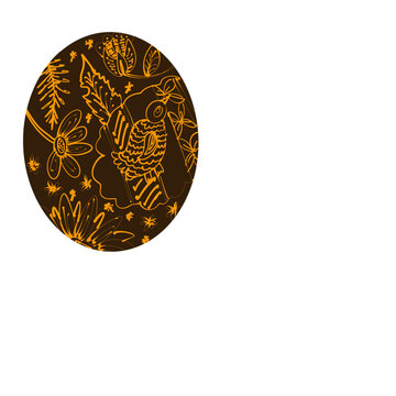 Easter egg with batik motives. Brown color theme.