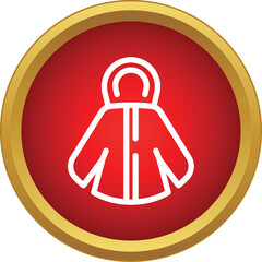 Winter jacket clothing icon on a gold framed red circle background © ylivdesign